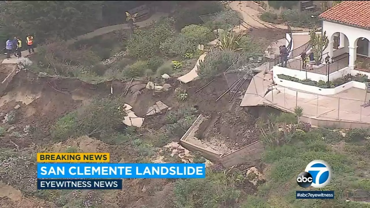 Landslide damages historic Casa Romantica in San Clemente, halts rail service in area