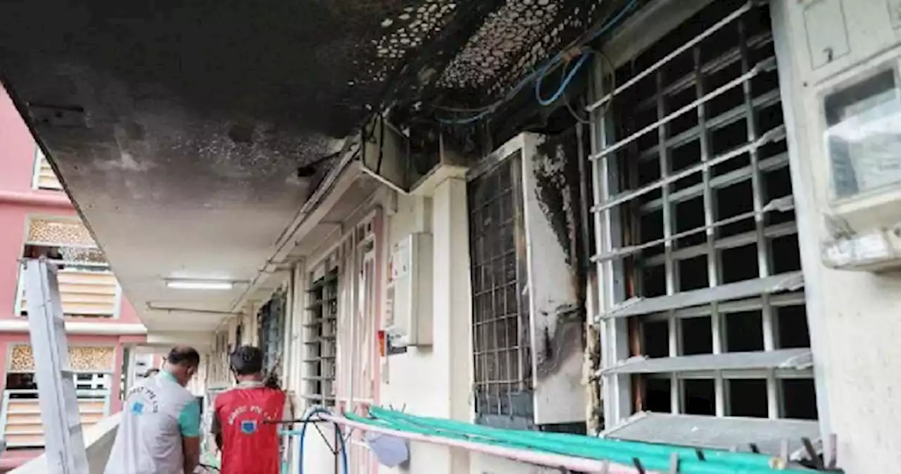 Air-con explodes and burns down bedroom in Bukit Merah flat, 2 children taken to hospital