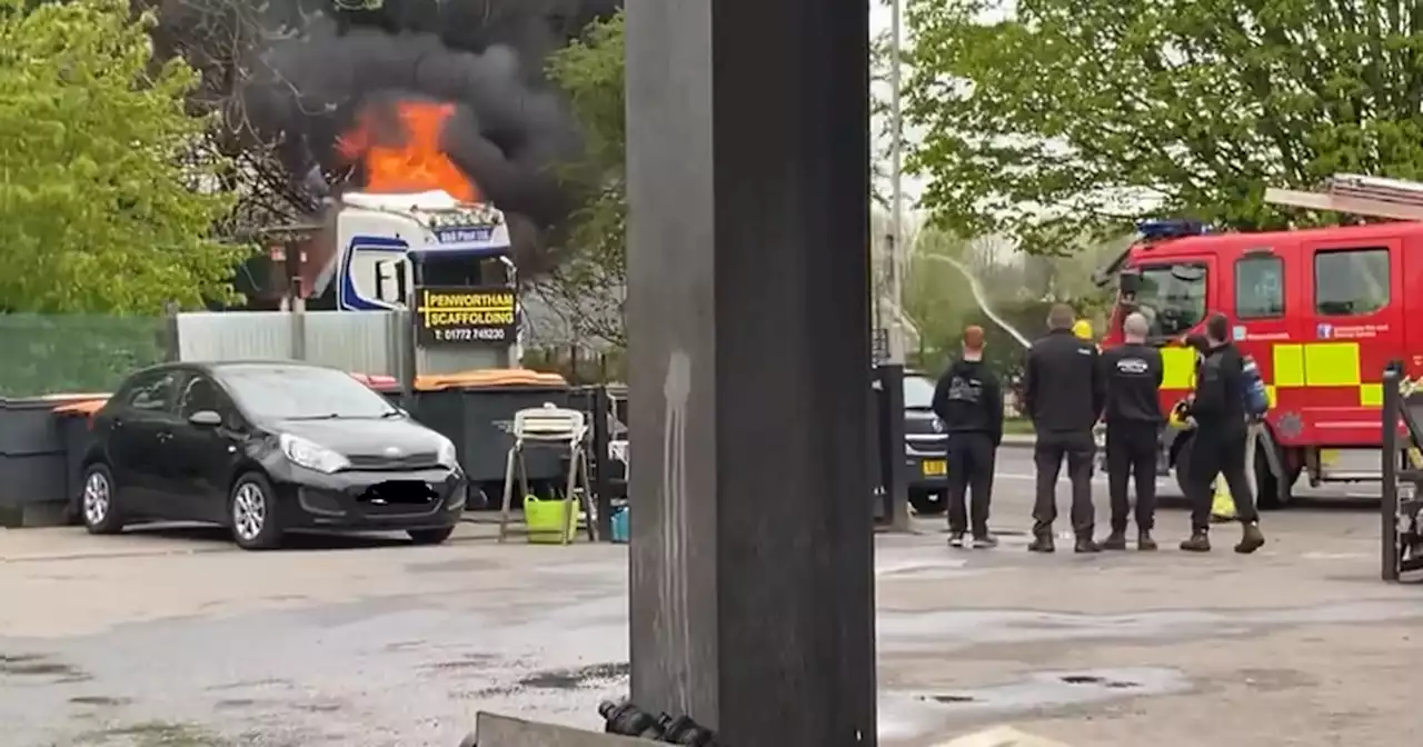 Tanker bursts into flames on busy Preston road causing lengthy closure