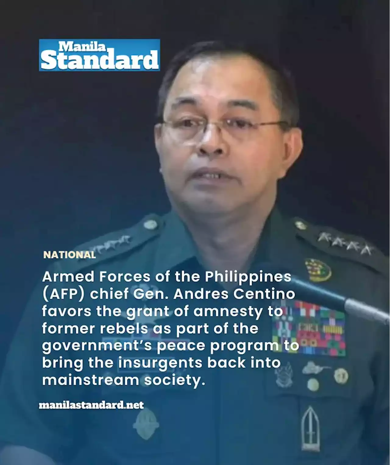 AFP chief backs amnesty grant to former rebels