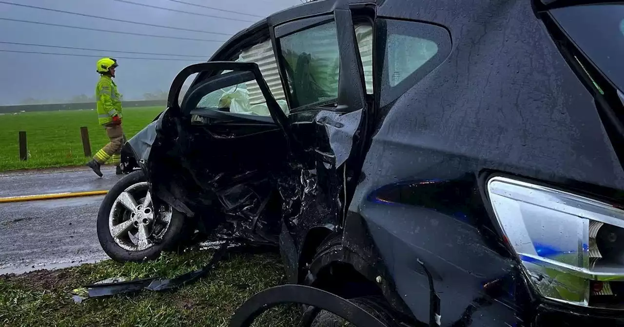 Heavy police and ambulance presence after two-car crash