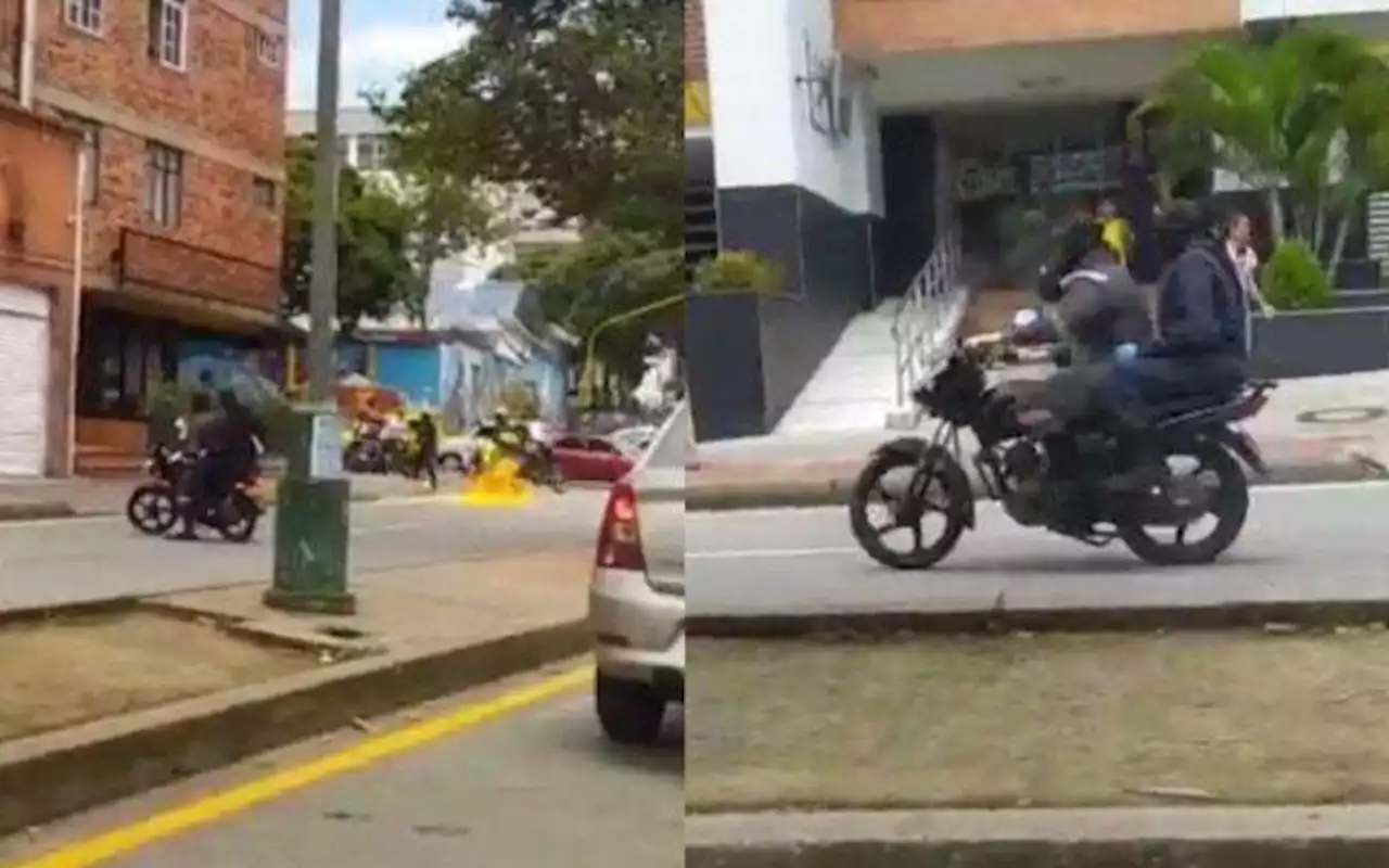 Video: Desde una motocicleta, encapuchados lanzan bomba incendiaria a dos policías en Bucaramanga