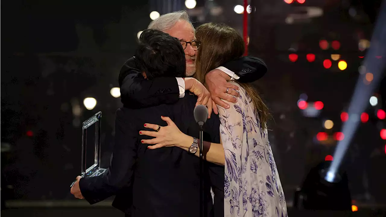 Drew Barrymore, Ke Huy Quan Reunite to Present Steven Spielberg With Time 100 Impact Award