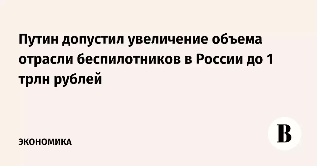 Путин допустил увеличение объема отрасли беспилотников в России до 1 трлн рублей