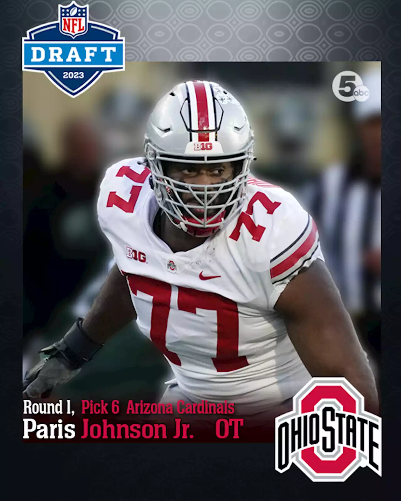 OSU's Paris Johnson Jr. picked by Arizona Cardinals at No. 6 in 2023 NFL Draft