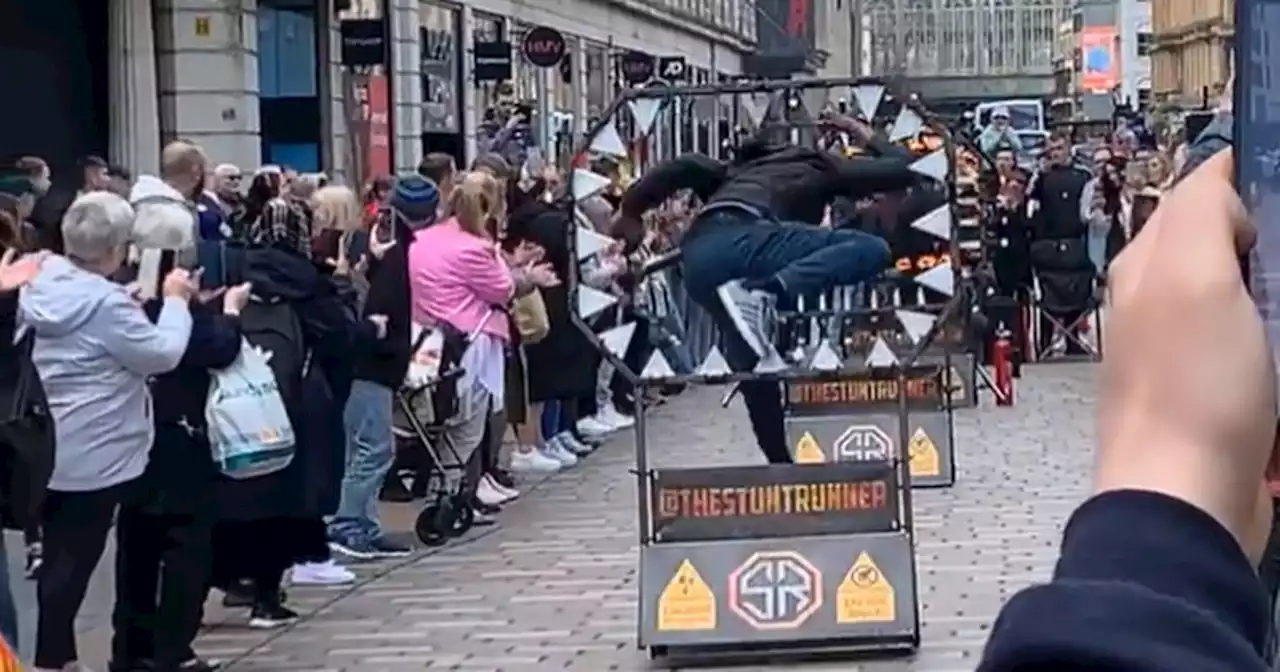 Glasgow punter halts stuntman's show after chasing him through spiked-hurdles