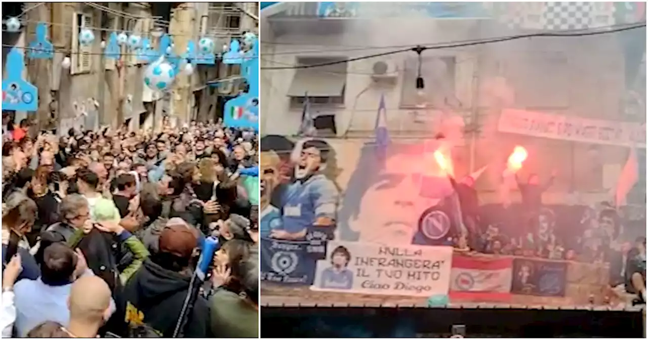 A Napoli è già festa per lo scudetto: migliaia di persone in strada, cori e fumogeni nei quartieri Spagnoli - Il Fatto Quotidiano