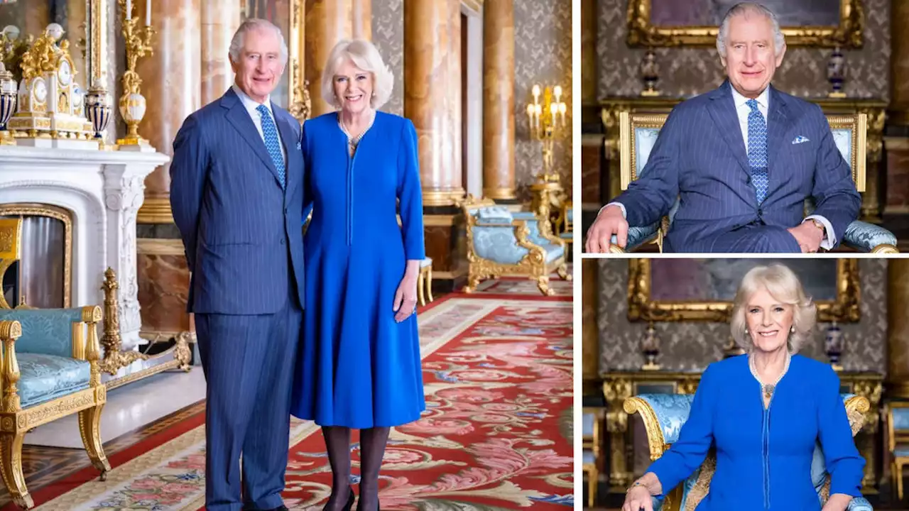 New portraits of King Charles and Camilla show couple beaming at Buckingham Palace ahead of coronation