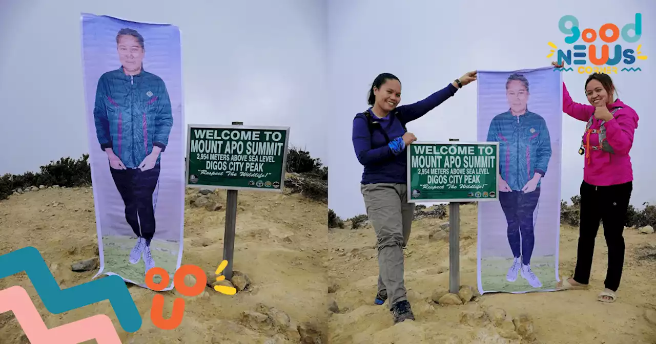 This woman effortlessly 'reached' Mt. Apo summit on a life-size tarpaulin