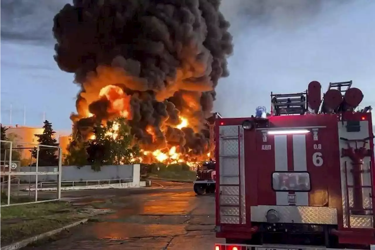 Fire breaks out at Crimea fuel depot after drone strike; Ukraine says more than 10 oil tanks damaged