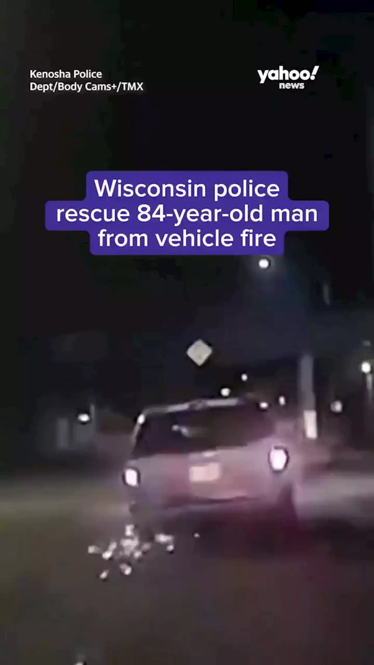 'Selfless service': Wisconsin police pull 84-year-old man to safety as van bursts into flames