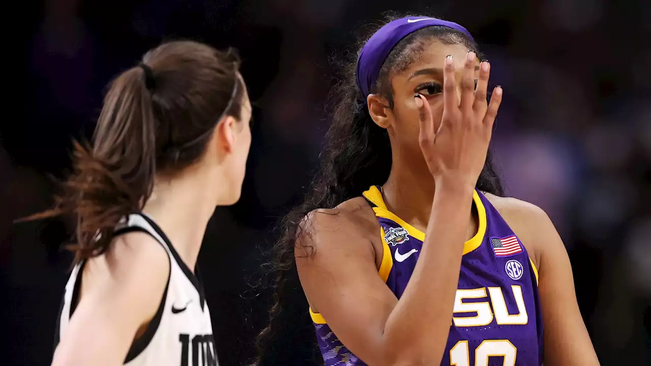 LSU's Angel Reese Does 'You Can't See Me' Gesture to Iowa's Caitlin Clark