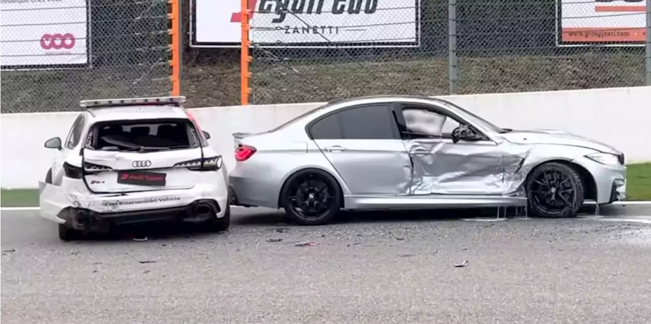 BMW M3 Smashes Into Audi RS4 Safety Car During Massive Spa Francorchamps Car Meet