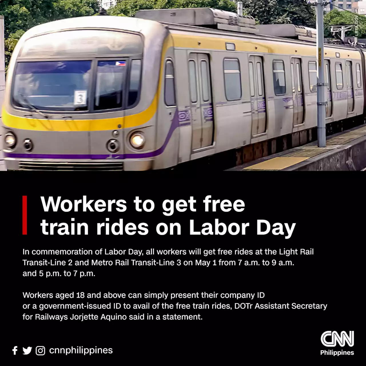 Workers to get free train rides on Labor Day