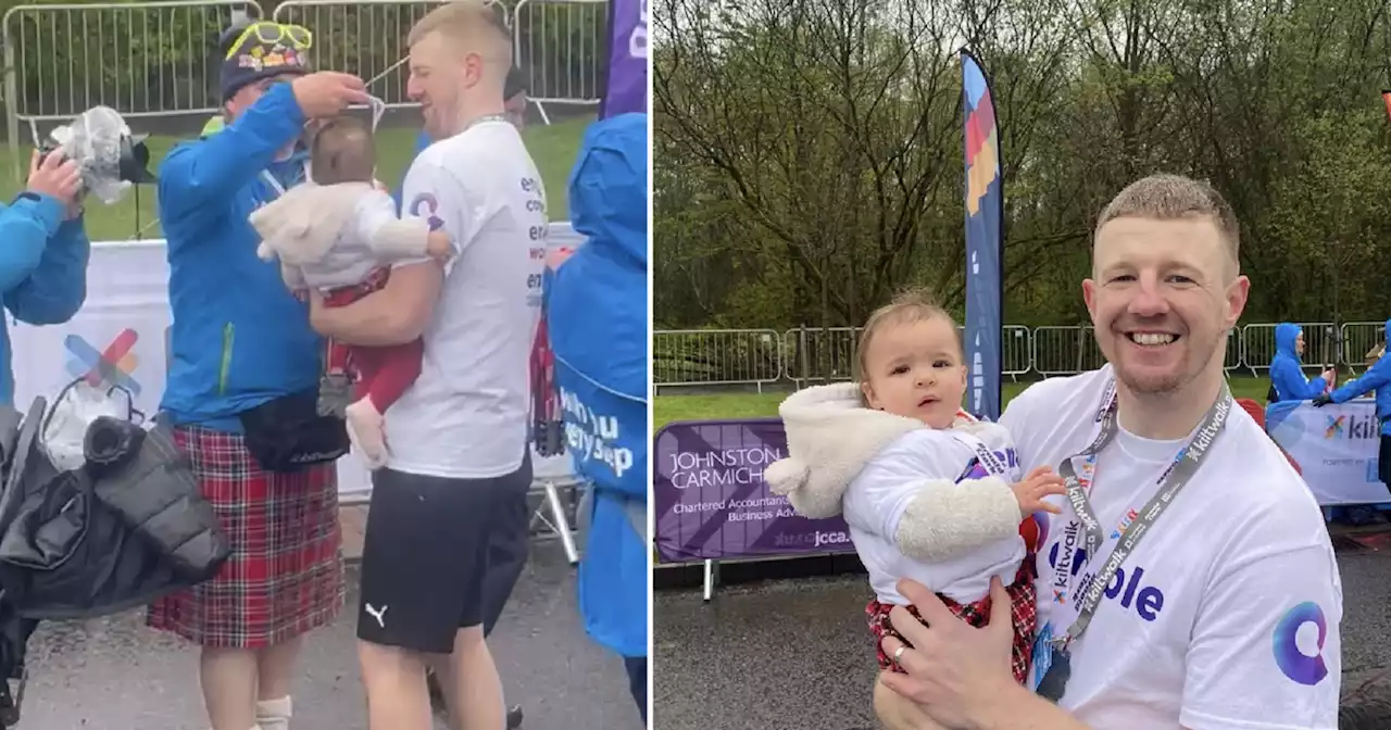 Baby who survived heart surgery carried over Kiltwalk finish line by dad