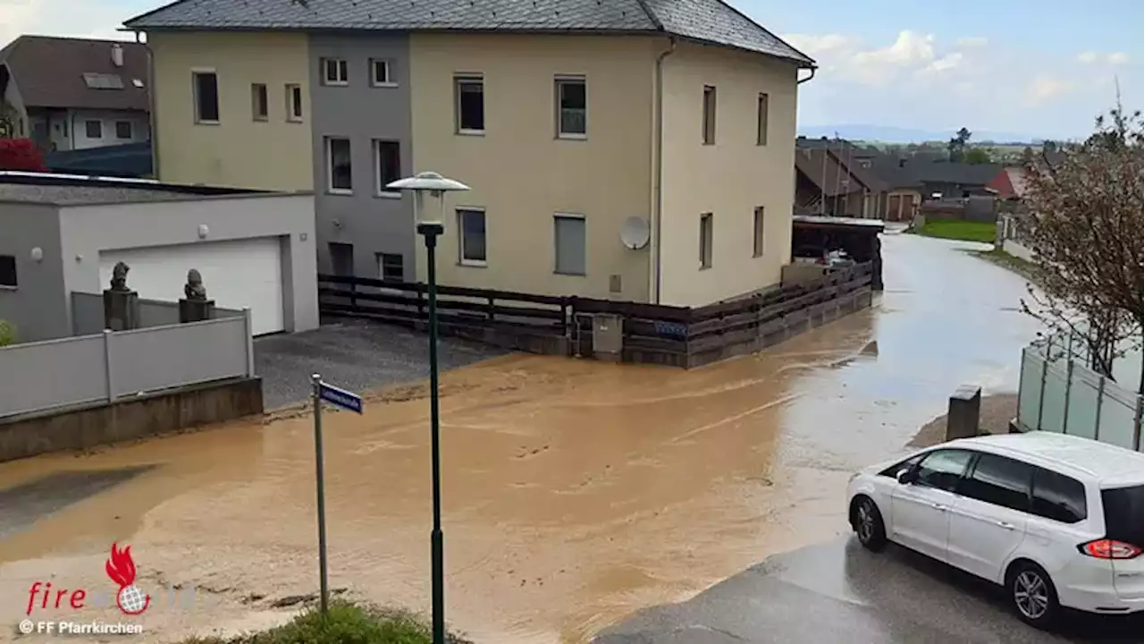 Oö: Überflutung nach Starkregen in Pfarrkirchen am 29. April 2023