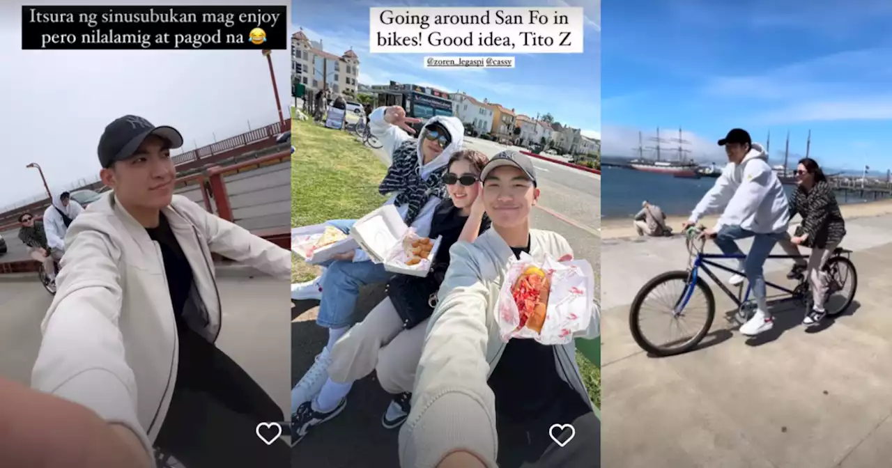 Cassy Legaspi and Darren Espanto ride bikes together in California