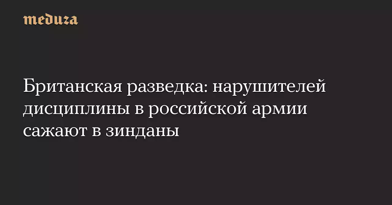 Британская разведка: нарушителей дисциплины в российской армии сажают в зинданы — Meduza