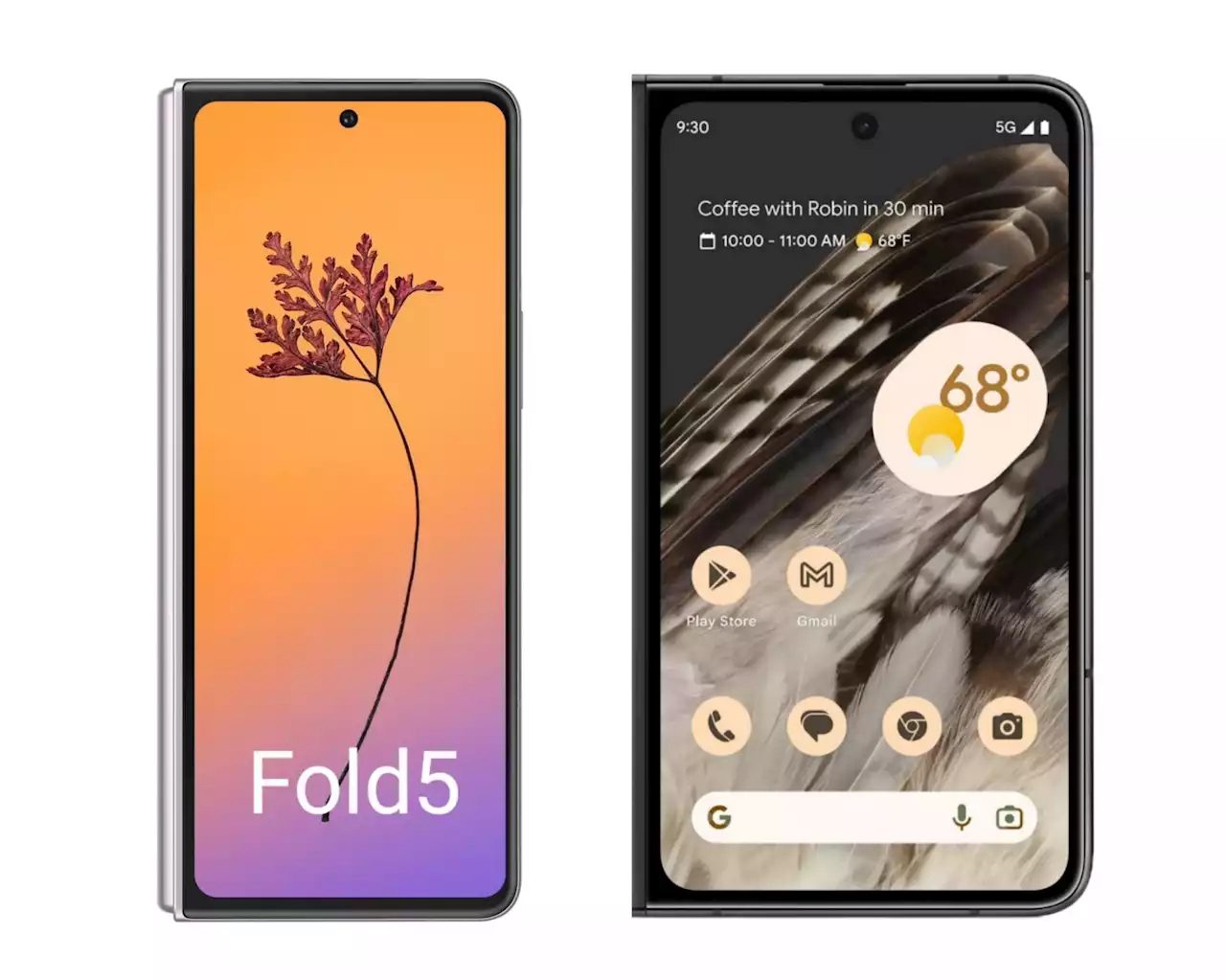 Rykte:Bild jämför Google Pixel Fold mot Samsung Galaxy Z Fold5