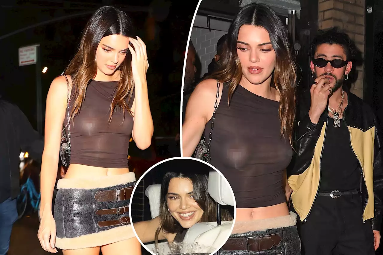 Kendall Jenner rocks sheer top, fur mini skirt for date night with Bad Bunny