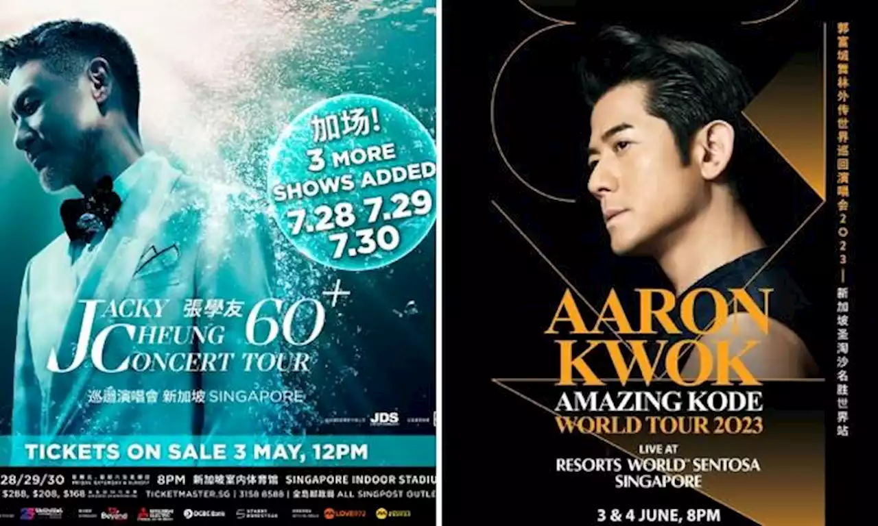 Jacky Cheung adds 3 more S'pore shows in July, Aaron Kwok to perform 2 shows at Sentosa in June