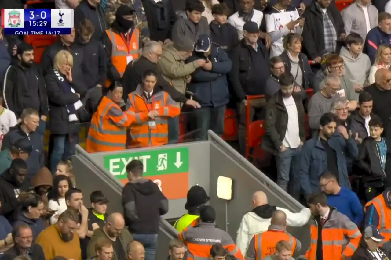 Tottenham fans chant 'we want our money back' as others spotted leaving Anfield