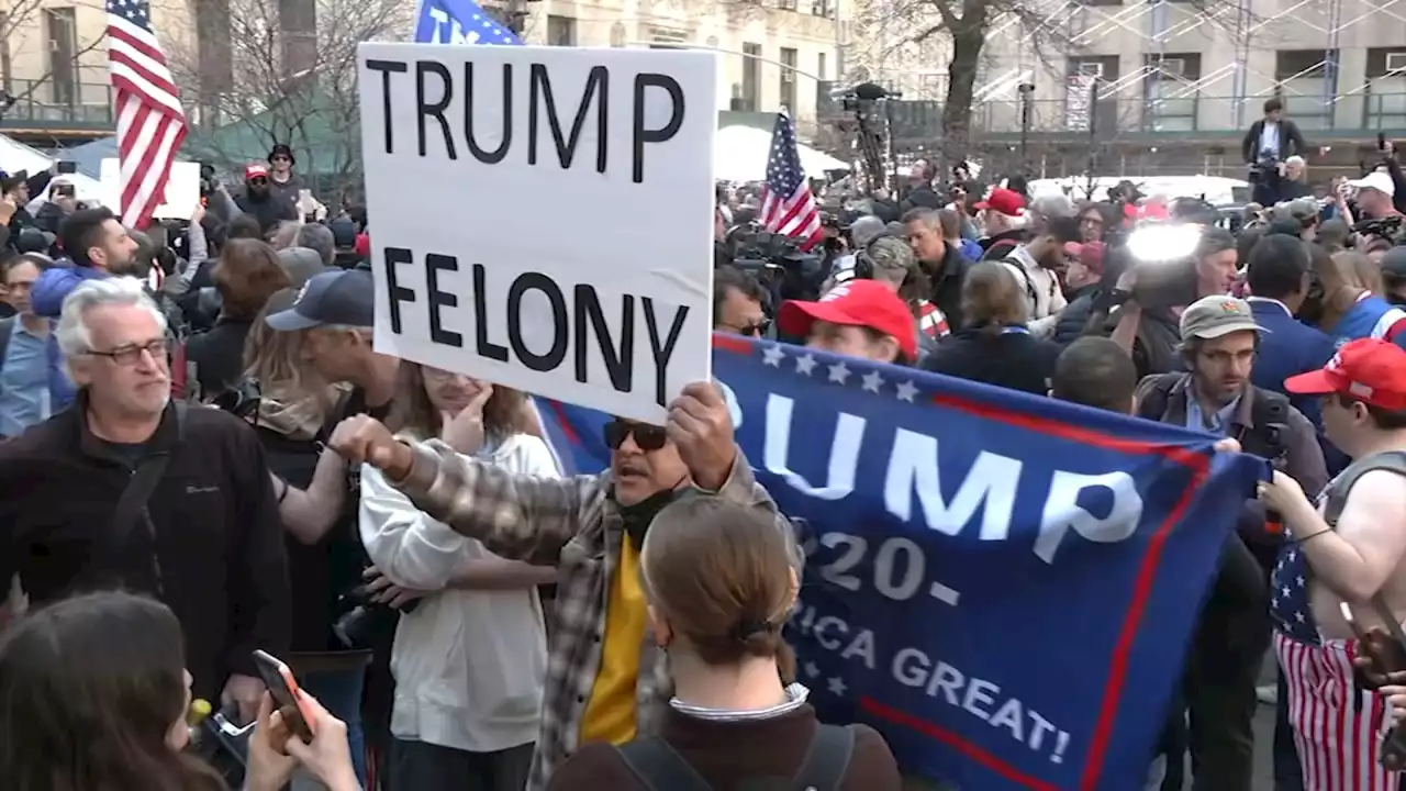 How the scene unfolded outside the Manhattan courthouse where Donald Trump was arraigned