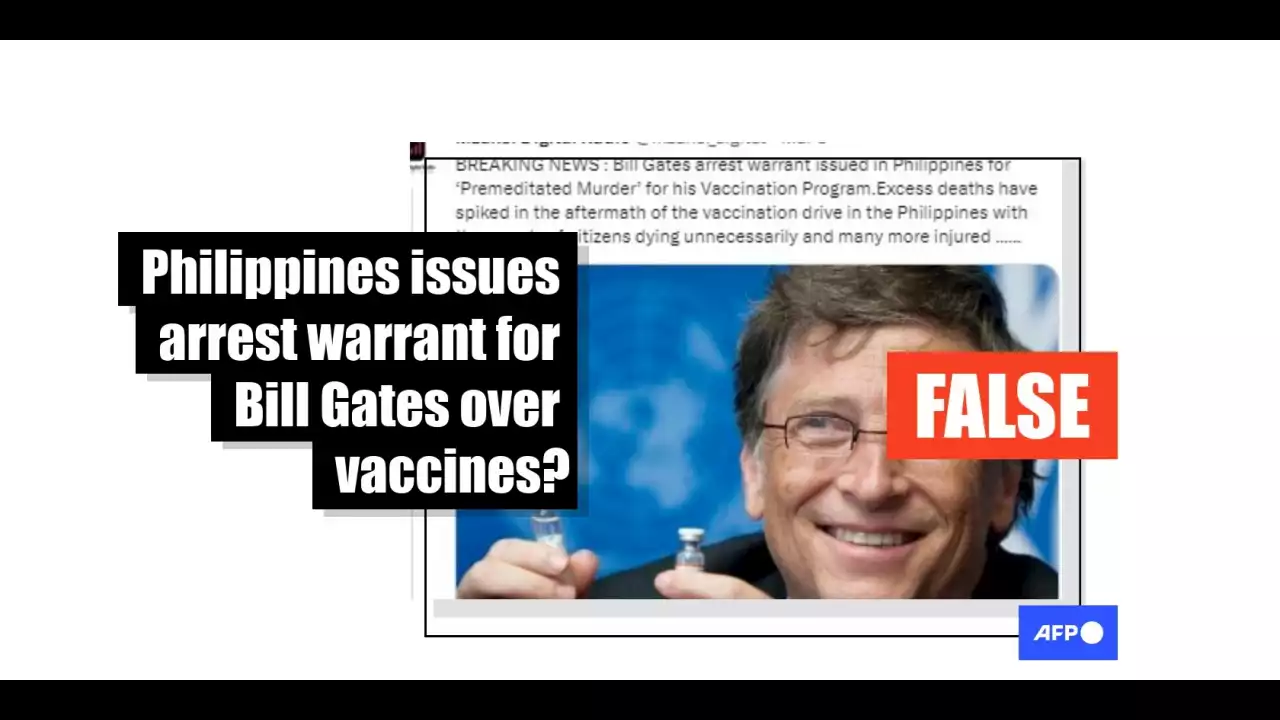 The Philippines has not issued an arrest warrant for Bill Gates over Covid-19 vaccines