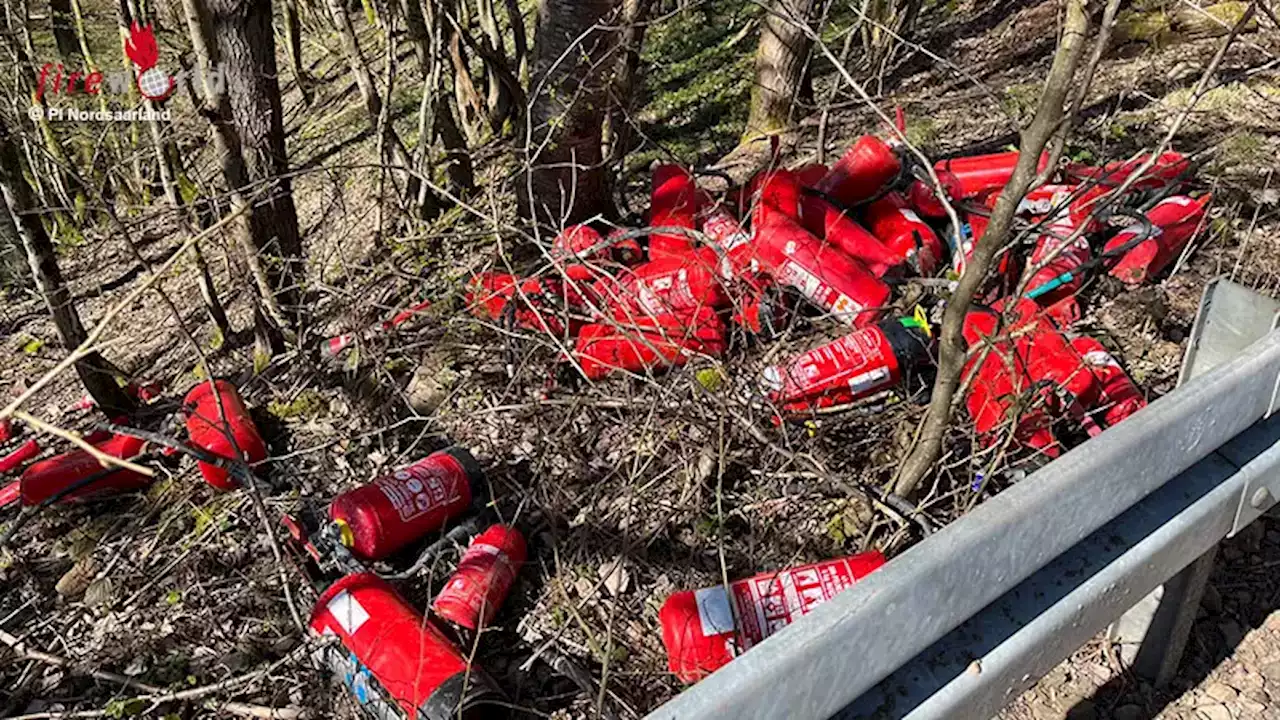 D: 30 gefüllte Feuerlöscher im Wald entsorgt