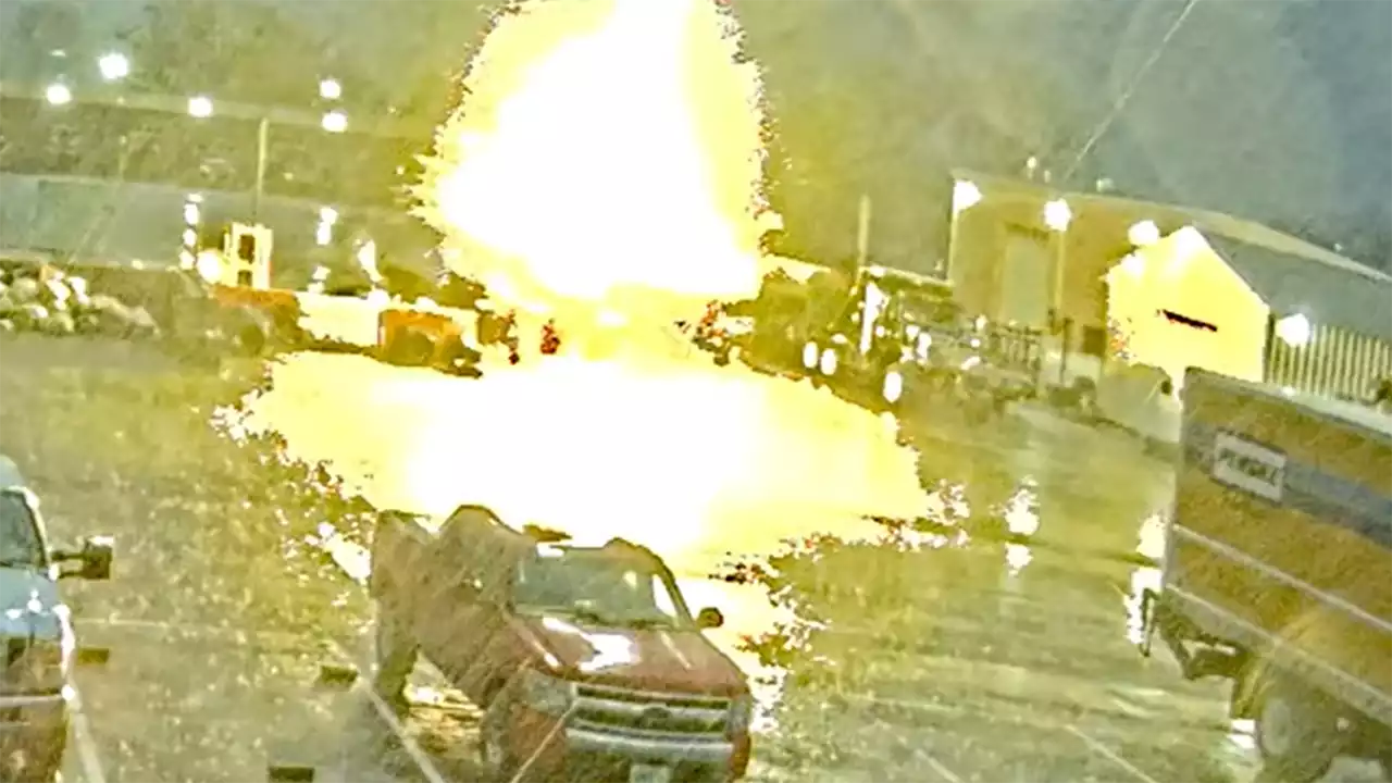 Lightning strikes Missouri highway department truck during severe storms in shocking new video