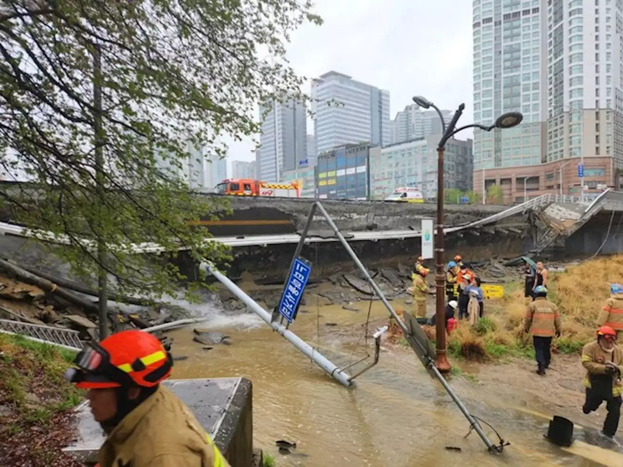 [속보] 성남 탄천 정자교 보행로 무너져…보행자 2명 사상