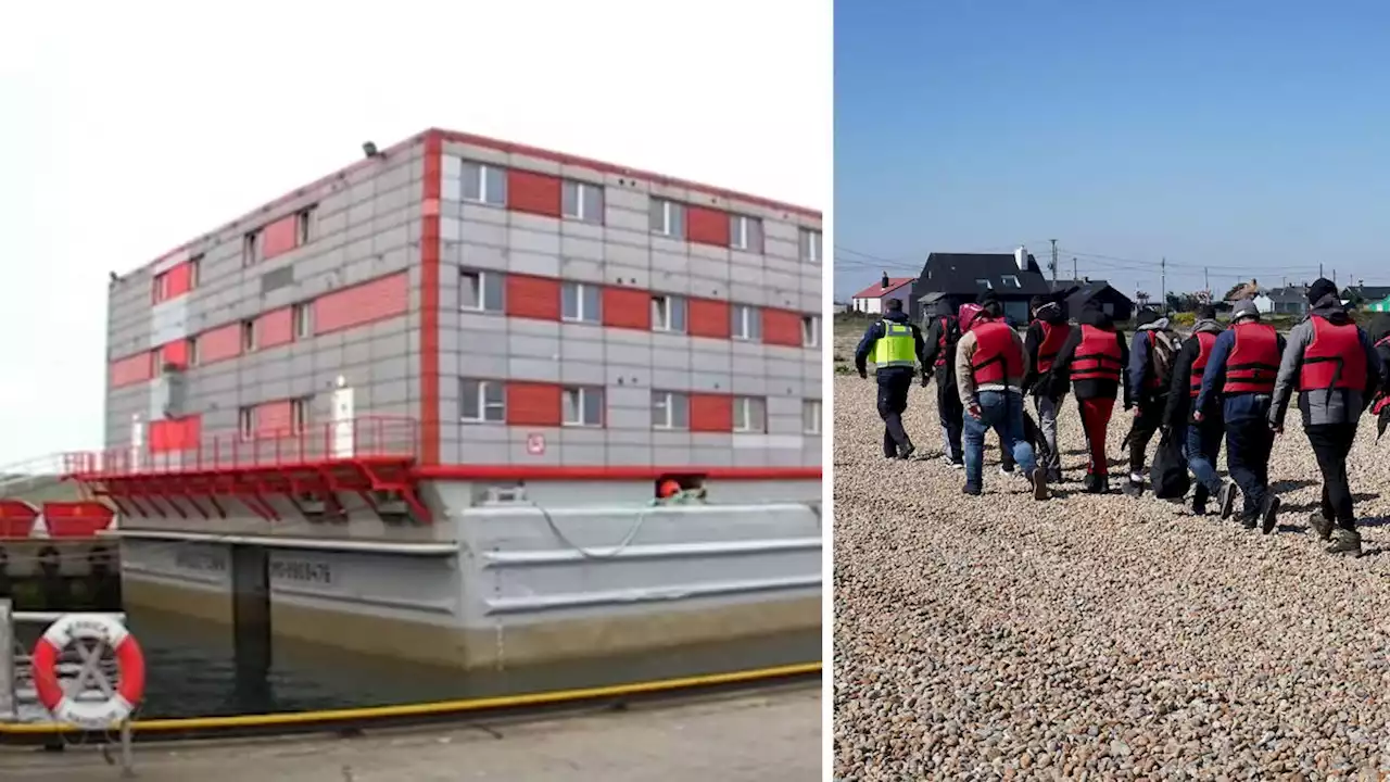 Revealed: First mega-barge being towed from Italy to Dorset which will house 500 migrants