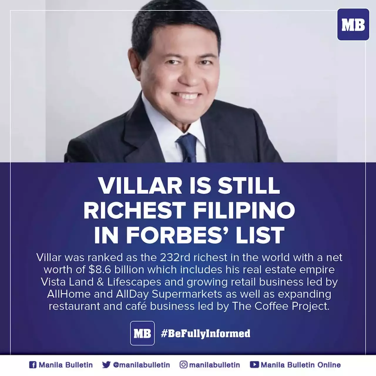 Villar Is Still Richest Filipino In Forbes' List