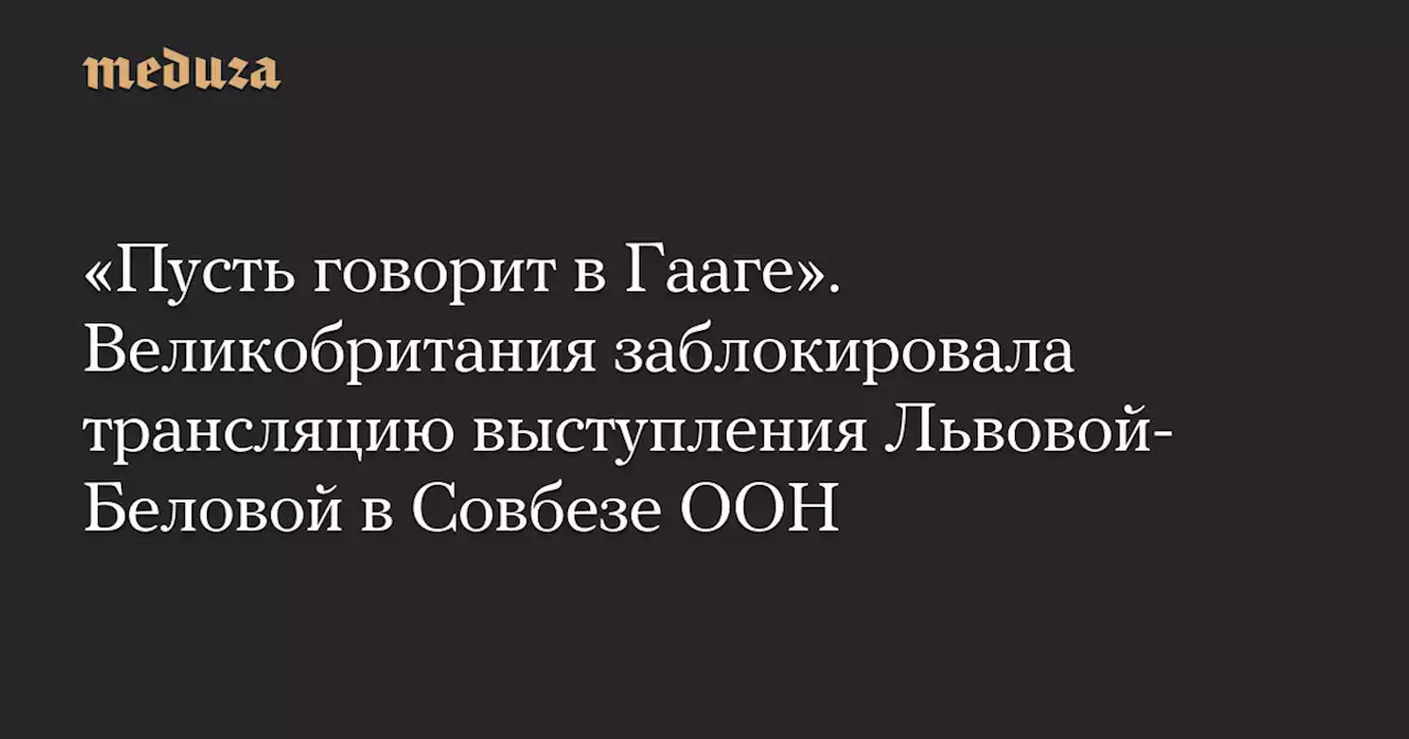 «Пусть говорит в Гааге». Великобритания заблокировала трансляцию выступления Львовой-Беловой в Совбезе ООН — Meduza