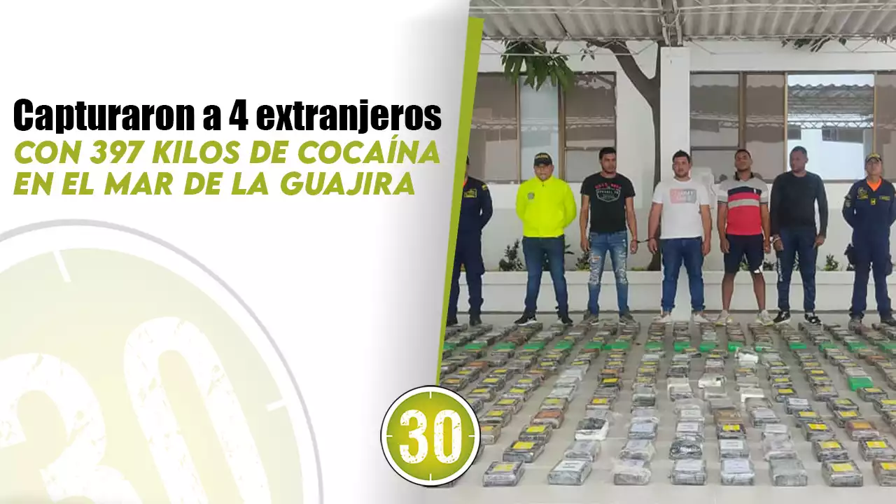 [VIDEO] Capturaron a 4 extranjeros con 397 kilos de cocaína en el mar de La Guajira | Minuto30