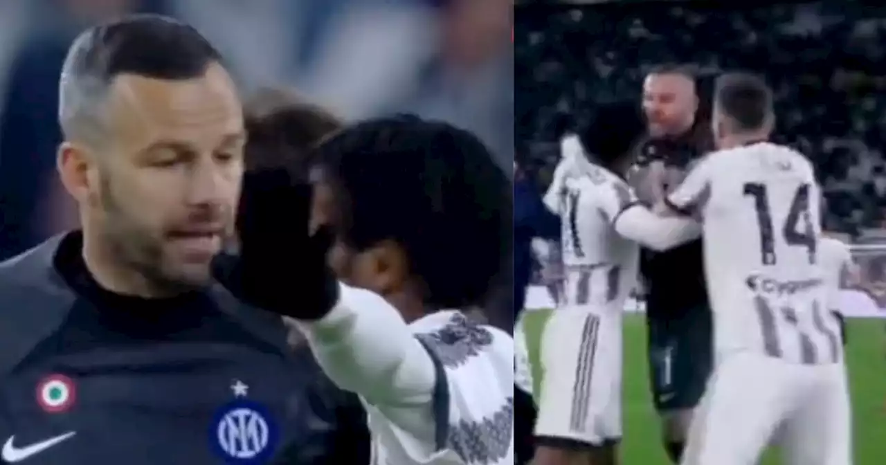 Cuadrado se dijo de todo con el arquero del Inter de Milán y casi terminan a los puños