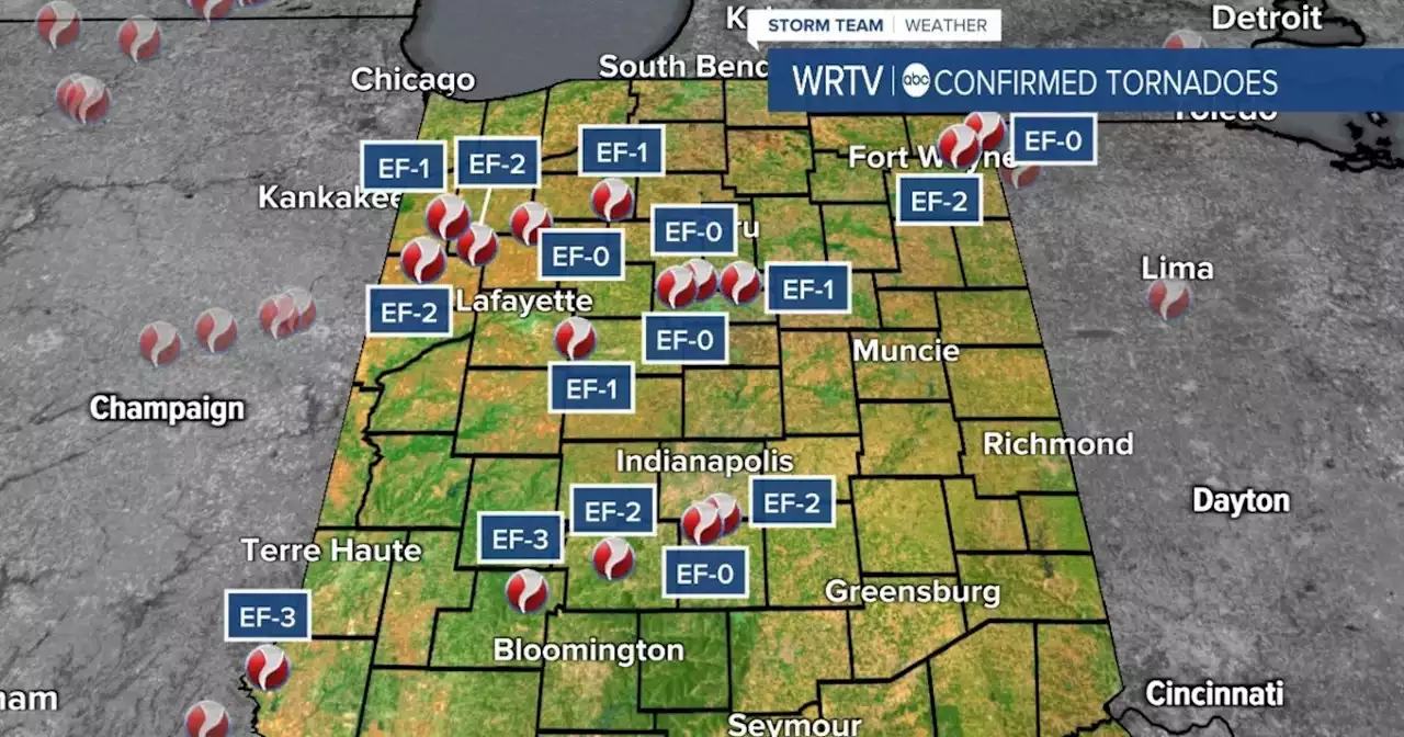 National Weather Service confirms 19 tornadoes touched down in the state of Indiana