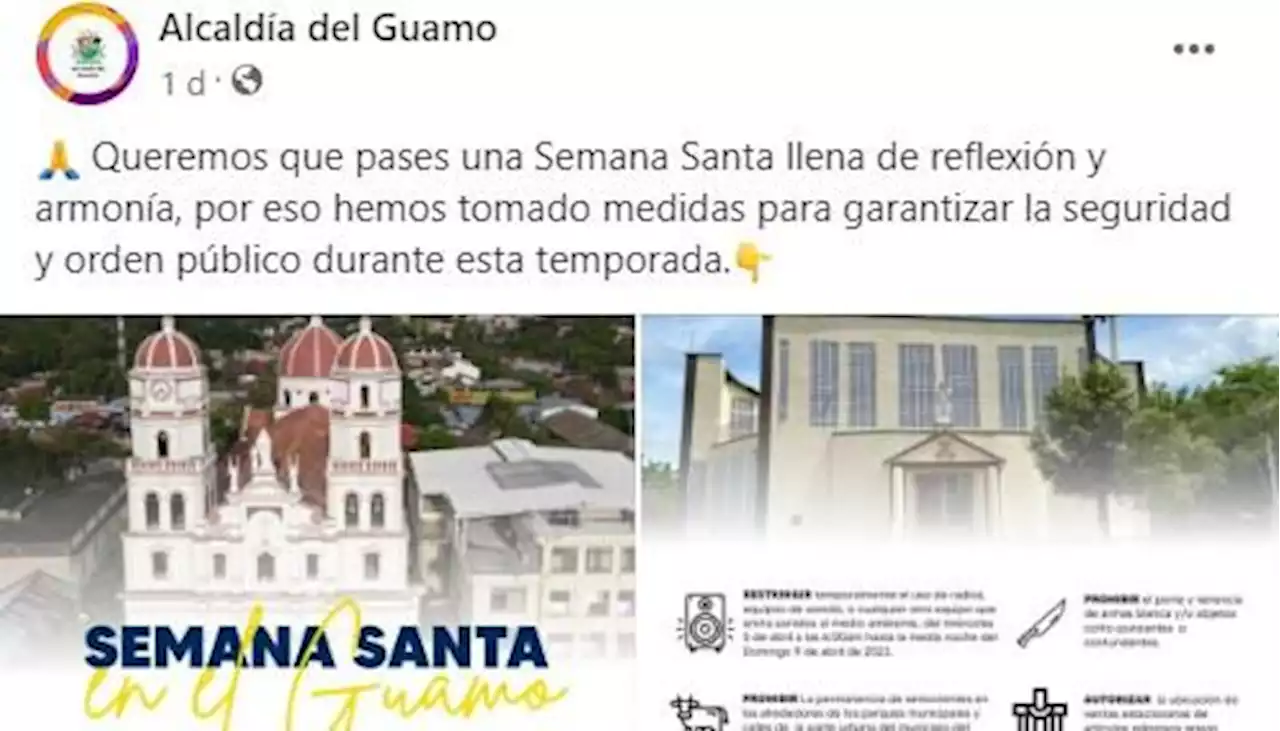 Alcalde de El Guamo, Tolima, prohibió escuchar música durante la Semana Santa