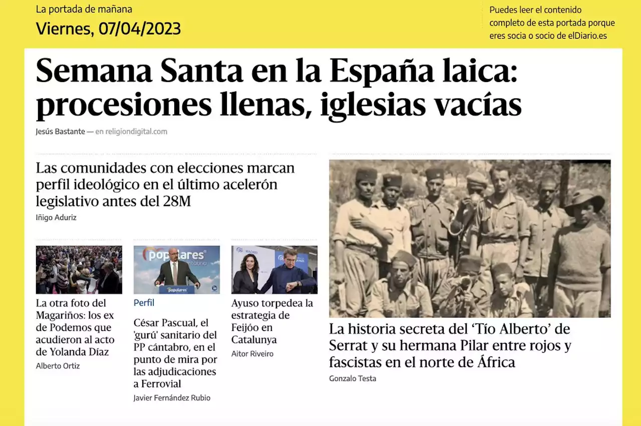 La portada del 7 de abril de 2023 - elDiario.es