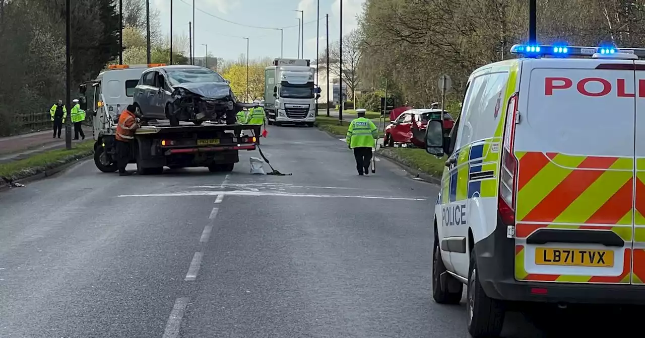 Woman rushed to hospital following crash on busy Greater Manchester road