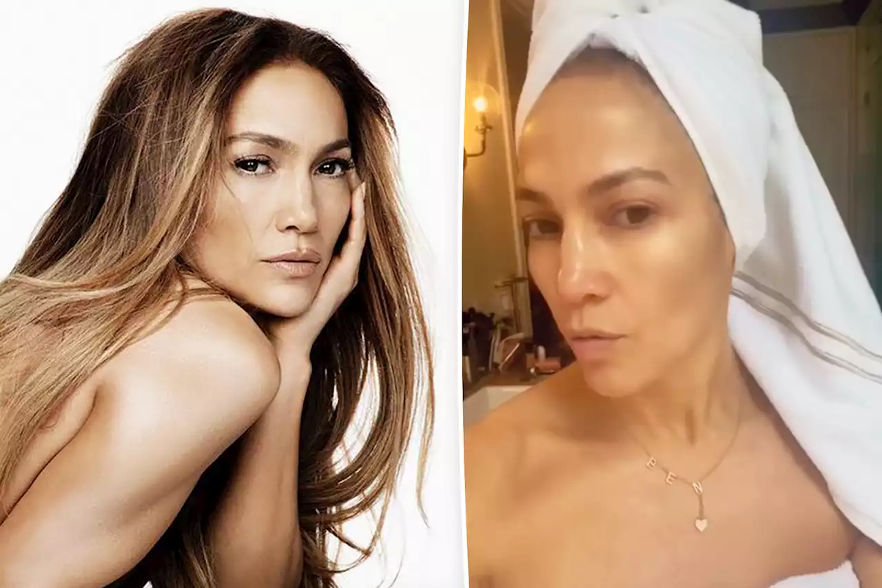 Jennifer Lopez poses topless to share her self-care routine