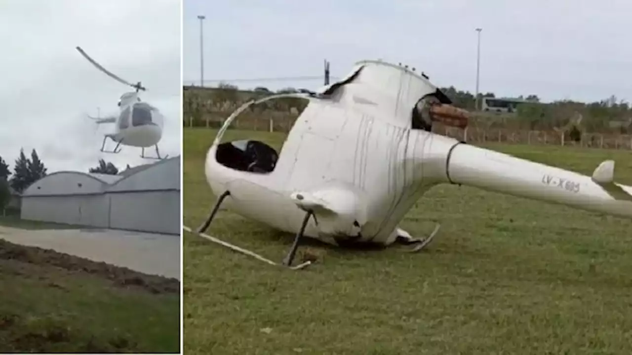 Video: se etrelló un helicóptero a metros de la autopista Buenos Aires-La Plata