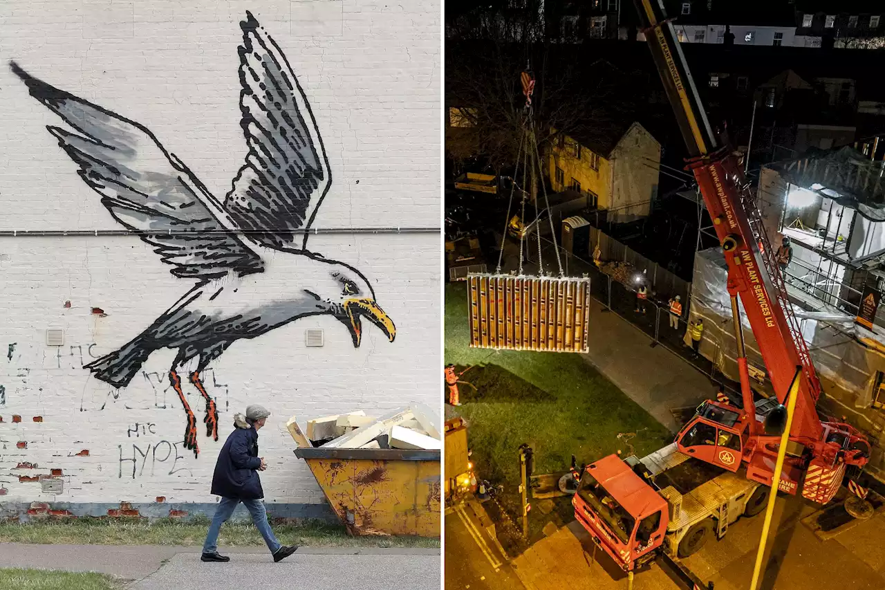 Fury as ANOTHER Banksy is removed with mural ripped from home