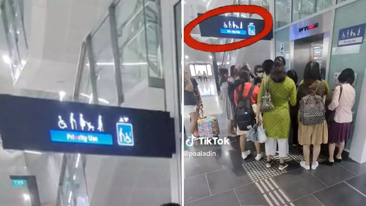 #trending: 'Selfish' Singaporeans? Father with stroller unable to board lift at MRT station as commuters do not give way