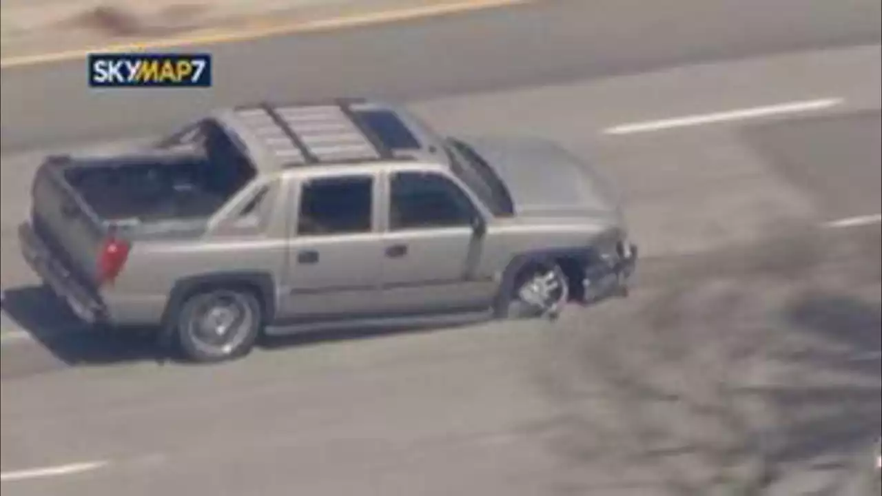 LIVE: LAPD chasing murder suspect in pickup truck with missing tire