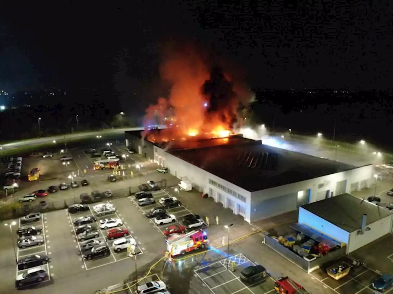 Huge fire overnight at Jaguar Land Rover in Fulwood