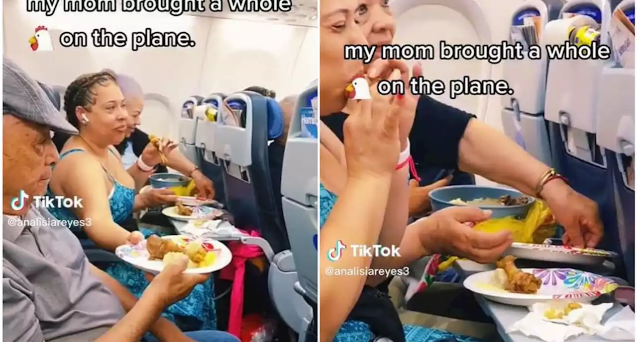 TikTok: Familia sube cazuela con pollo para comer en al avión | El Universal