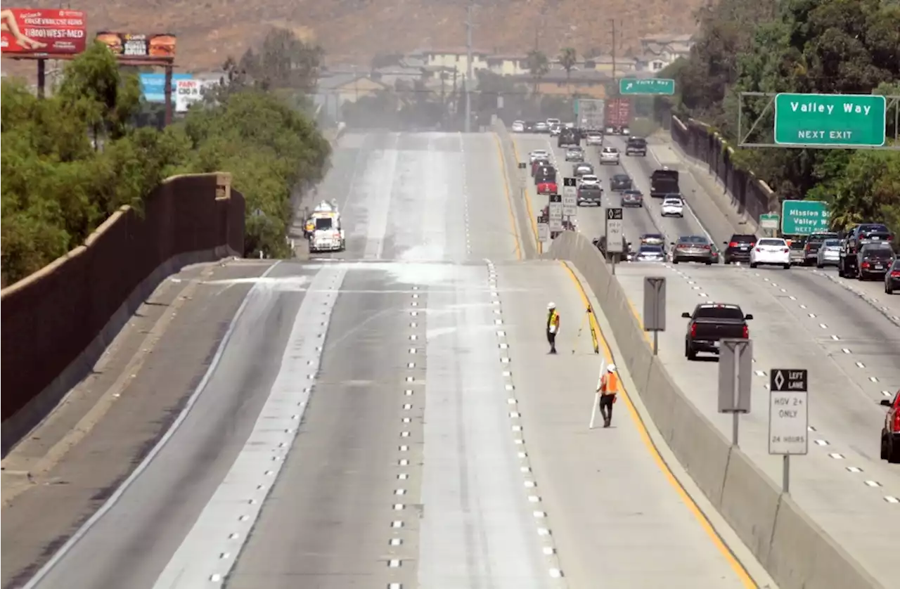 How does Caltrans decide when to patch or replace a slice of freeway?