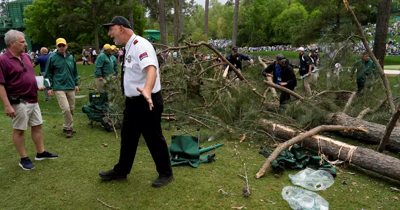 Storms bring down trees, bring play to halt at the Masters