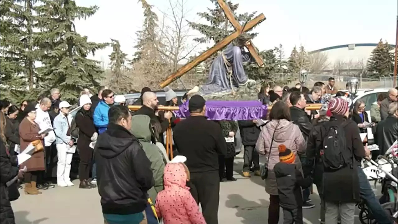 Calgary church holds 'Way of the Cross' event to mark Good Friday